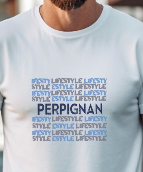 T-Shirt Blanc Perpignan lifestyle Pour homme-1
