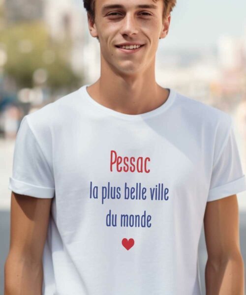 T-Shirt Blanc Pessac la plus belle ville du monde Pour homme-1