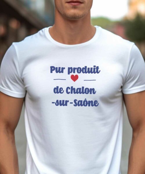 T-Shirt Blanc Pur produit de Chalon-sur-Saône Pour homme-1