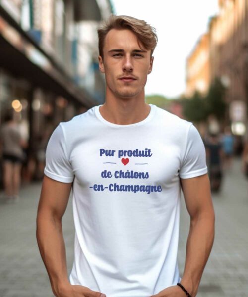 T-Shirt Blanc Pur produit de Châlons-en-Champagne Pour homme-2