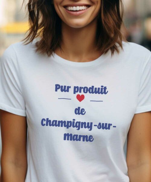 T-Shirt Blanc Pur produit de Champigny-sur-Marne Pour femme-1