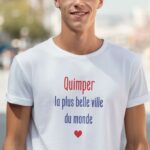 T-Shirt Blanc Quimper la plus belle ville du monde Pour homme-1