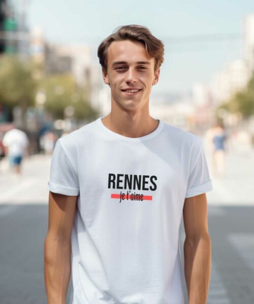 T-Shirt Blanc Rennes je t’aime Pour homme-1
