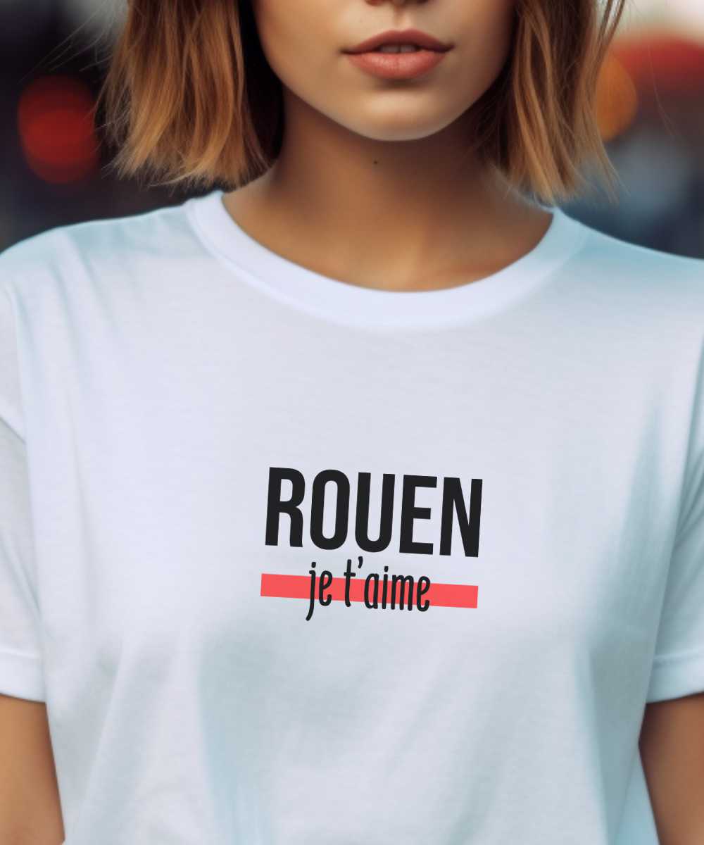 T-Shirt Blanc Rouen je t'aime Pour femme-2