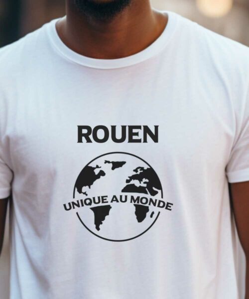 T-Shirt Blanc Rouen unique au monde Pour homme-2