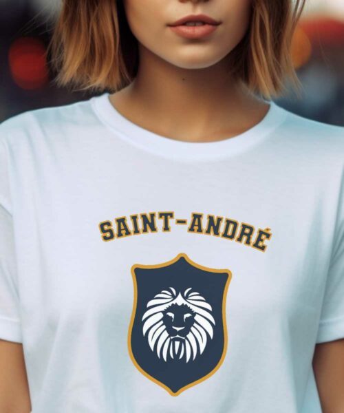 T-Shirt Blanc Saint-André blason Pour femme-2