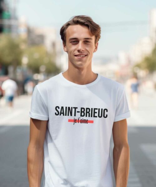 T-Shirt Blanc Saint-Brieuc je t’aime Pour homme-1