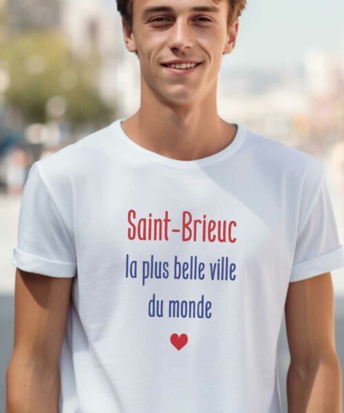 T-Shirt Blanc Saint-Brieuc la plus belle ville du monde Pour homme-1