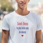 T-Shirt Blanc Saint-Denis la plus belle ville du monde Pour homme-1