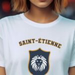 T-Shirt Blanc Saint-Étienne blason Pour femme-2