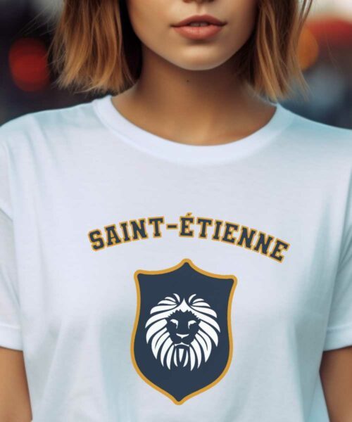 T-Shirt Blanc Saint-Étienne blason Pour femme-2