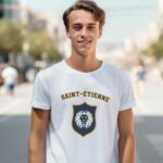 T-Shirt Blanc Saint-Étienne blason Pour homme-1