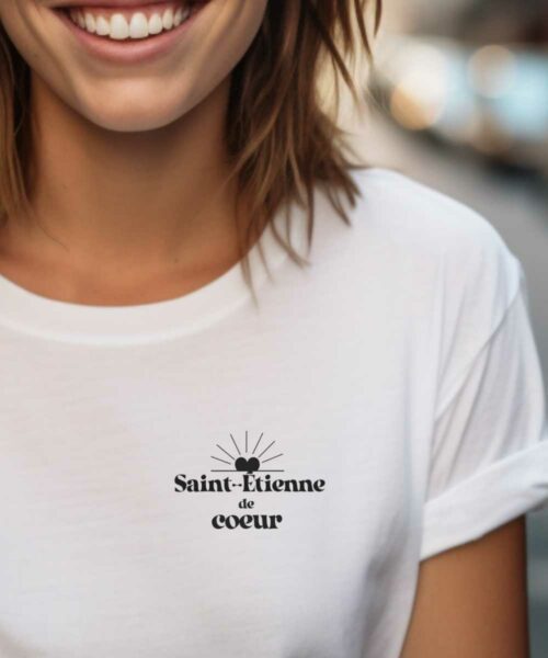 T-Shirt Blanc Saint-Étienne de coeur Pour femme-1