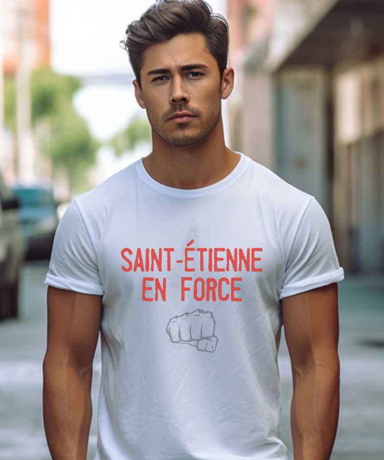 T-Shirt Blanc Saint-Étienne en force Pour homme-1