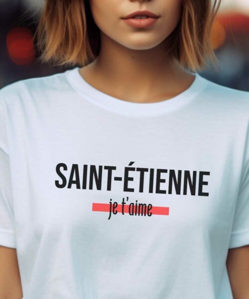 T-Shirt Blanc Saint-Étienne je t'aime Pour femme-2