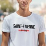 T-Shirt Blanc Saint-Étienne je t'aime Pour homme-2