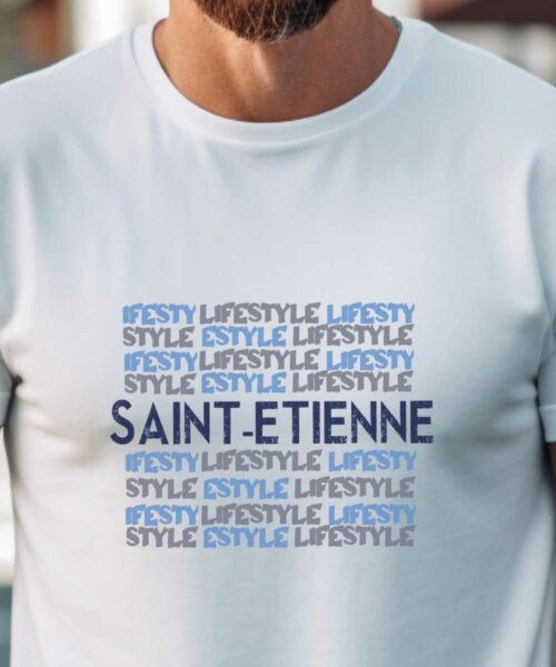 T-Shirt Blanc Saint-Étienne lifestyle Pour homme-1
