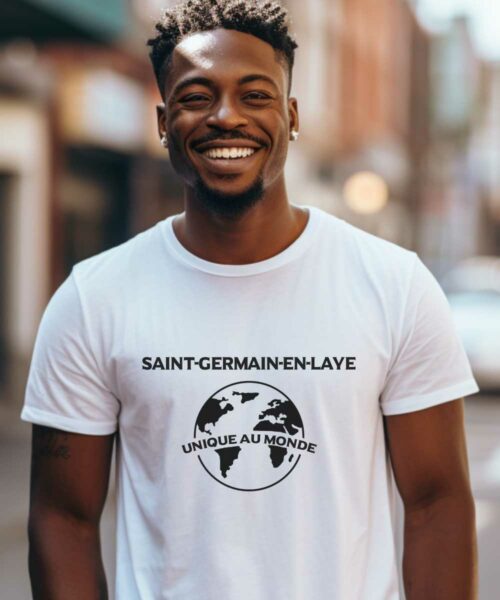 T-Shirt Blanc Saint-Germain-en-Laye unique au monde Pour homme-1