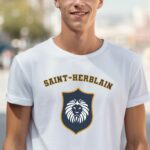T-Shirt Blanc Saint-Herblain blason Pour homme-2