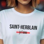 T-Shirt Blanc Saint-Herblain je t'aime Pour femme-2
