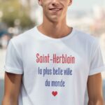 T-Shirt Blanc Saint-Herblain la plus belle ville du monde Pour homme-1