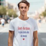 T-Shirt Blanc Saint-Herblain la plus belle ville du monde Pour homme-2