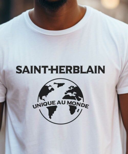 T-Shirt Blanc Saint-Herblain unique au monde Pour homme-2
