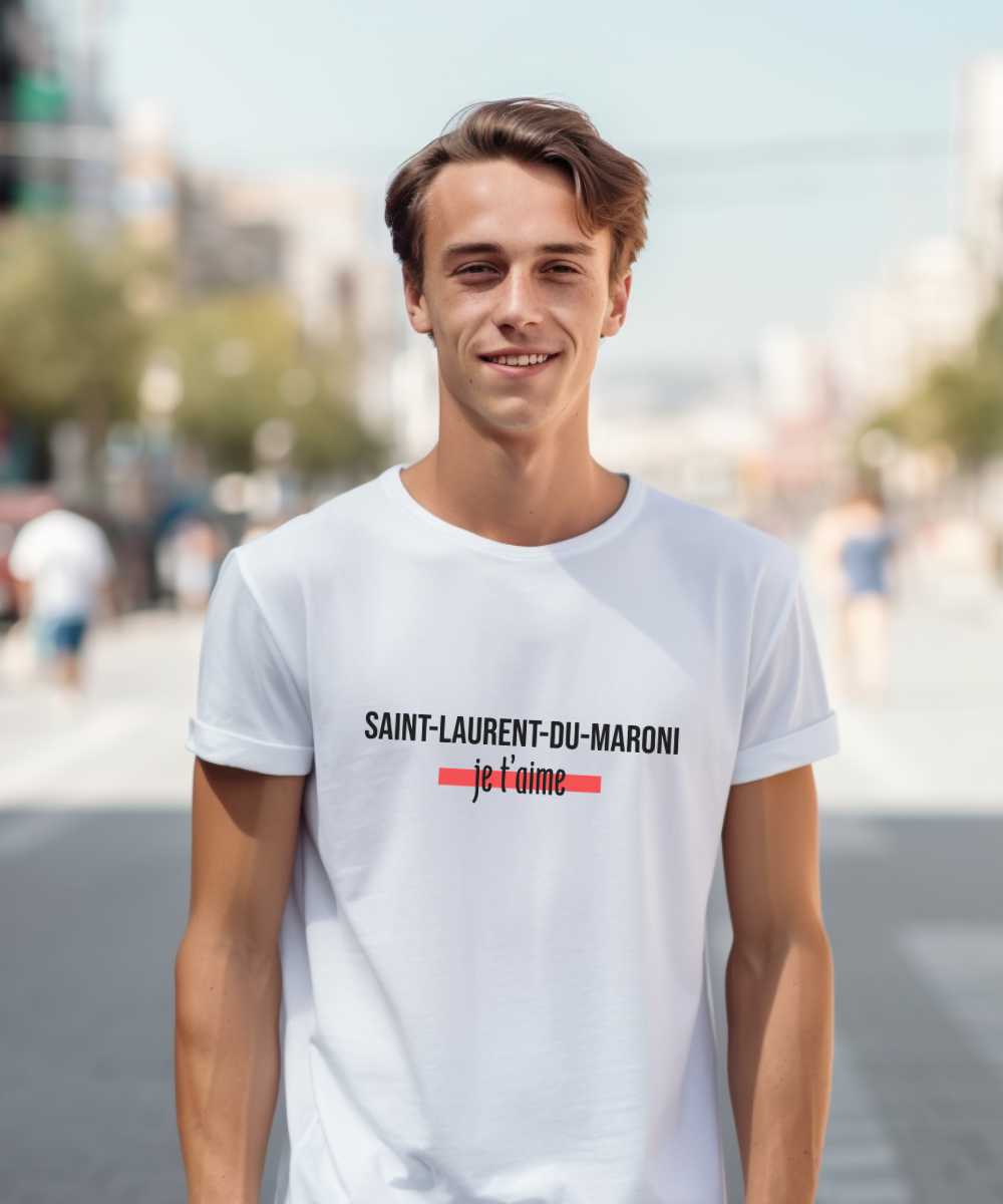 T-Shirt Blanc Saint-Laurent-du-Maroni je t’aime Pour homme-1