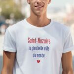 T-Shirt Blanc Saint-Nazaire la plus belle ville du monde Pour homme-1