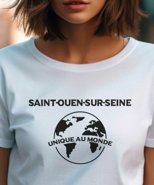 T-Shirt Blanc Saint-Ouen-sur-Seine unique au monde Pour femme-1