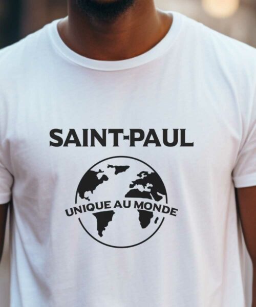 T-Shirt Blanc Saint-Paul unique au monde Pour homme-2