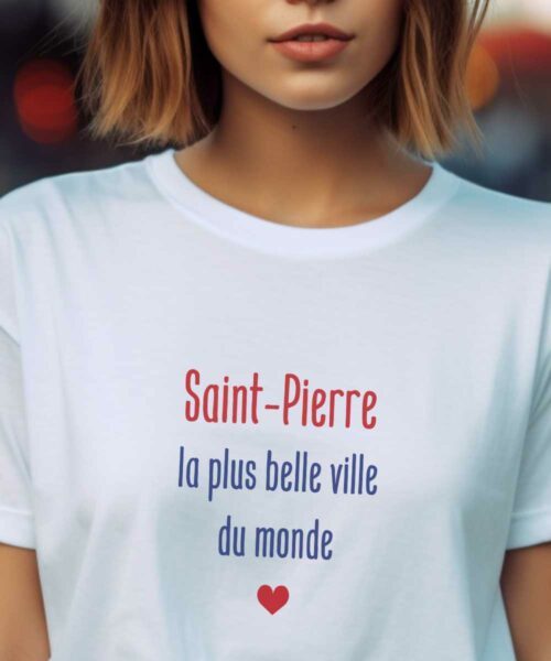 T-Shirt Blanc Saint-Pierre la plus belle ville du monde Pour femme-1