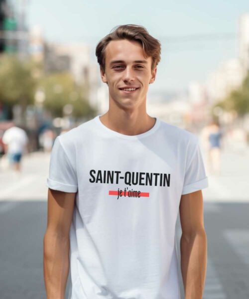 T-Shirt Blanc Saint-Quentin je t’aime Pour homme-1