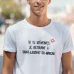 T-Shirt Blanc Si tu m'énerves je retourne à Saint-Laurent-du-Maroni Pour homme-2