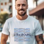 T-Shirt Blanc Strasbourg lifestyle Pour homme-2