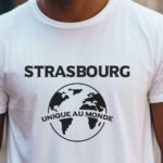 T-Shirt Blanc Strasbourg unique au monde Pour homme-2