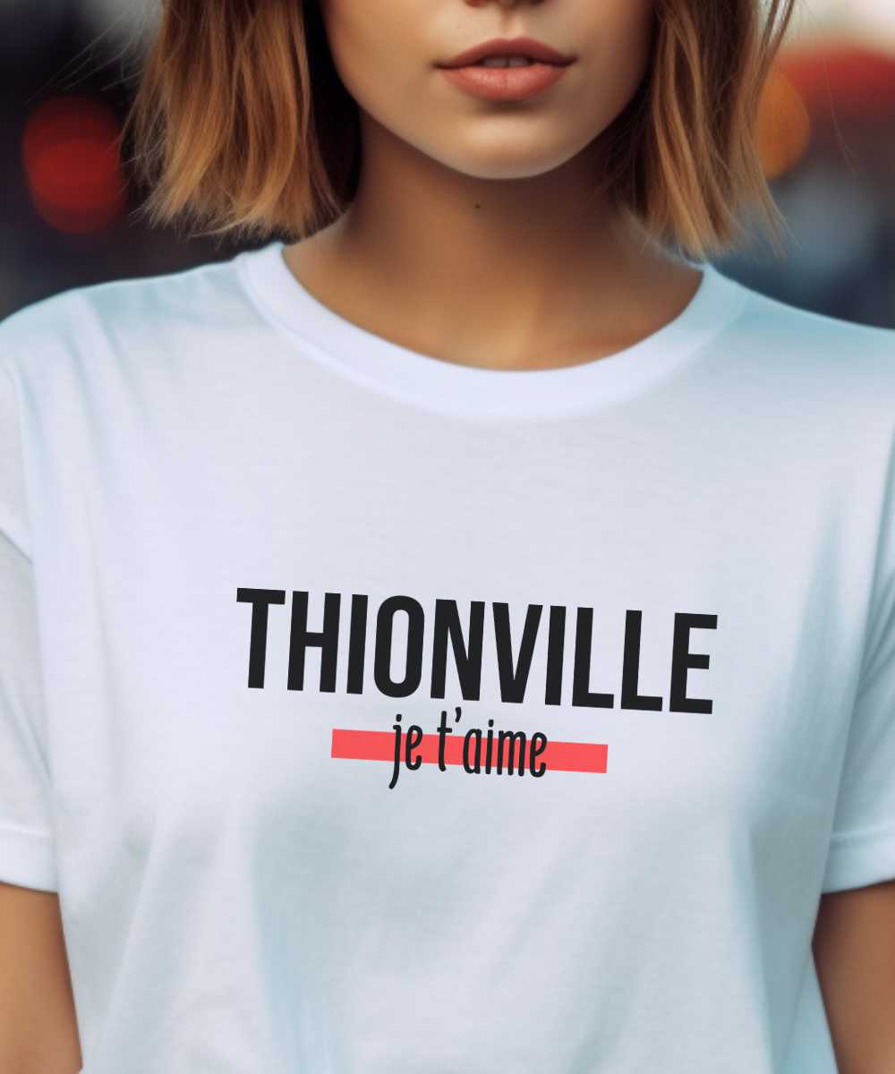 T-Shirt Blanc Thionville je t'aime Pour femme-2