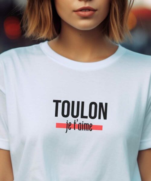 T-Shirt Blanc Toulon je t'aime Pour femme-2