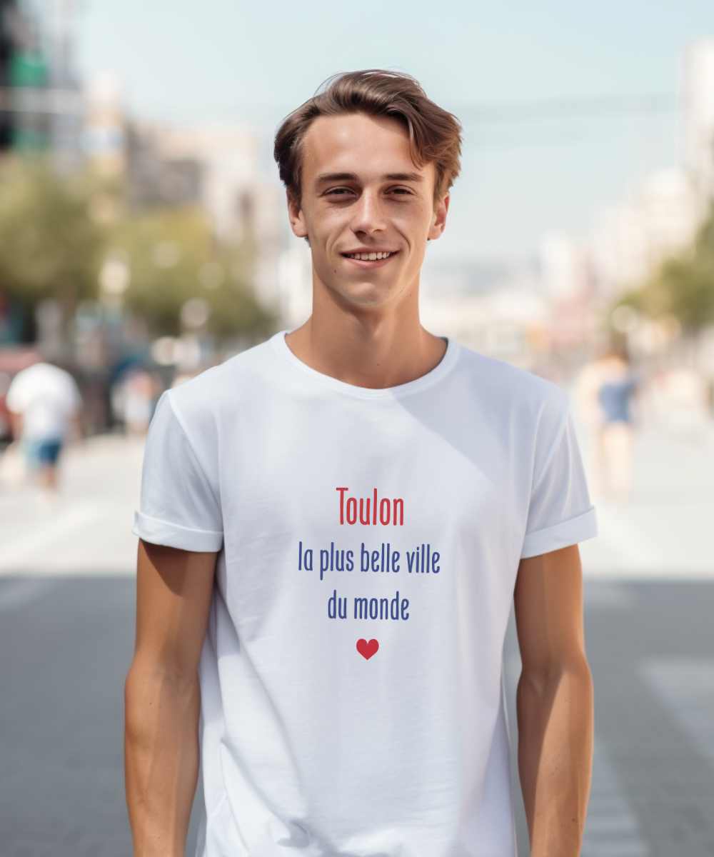 T-Shirt Blanc Toulon la plus belle ville du monde Pour homme-2