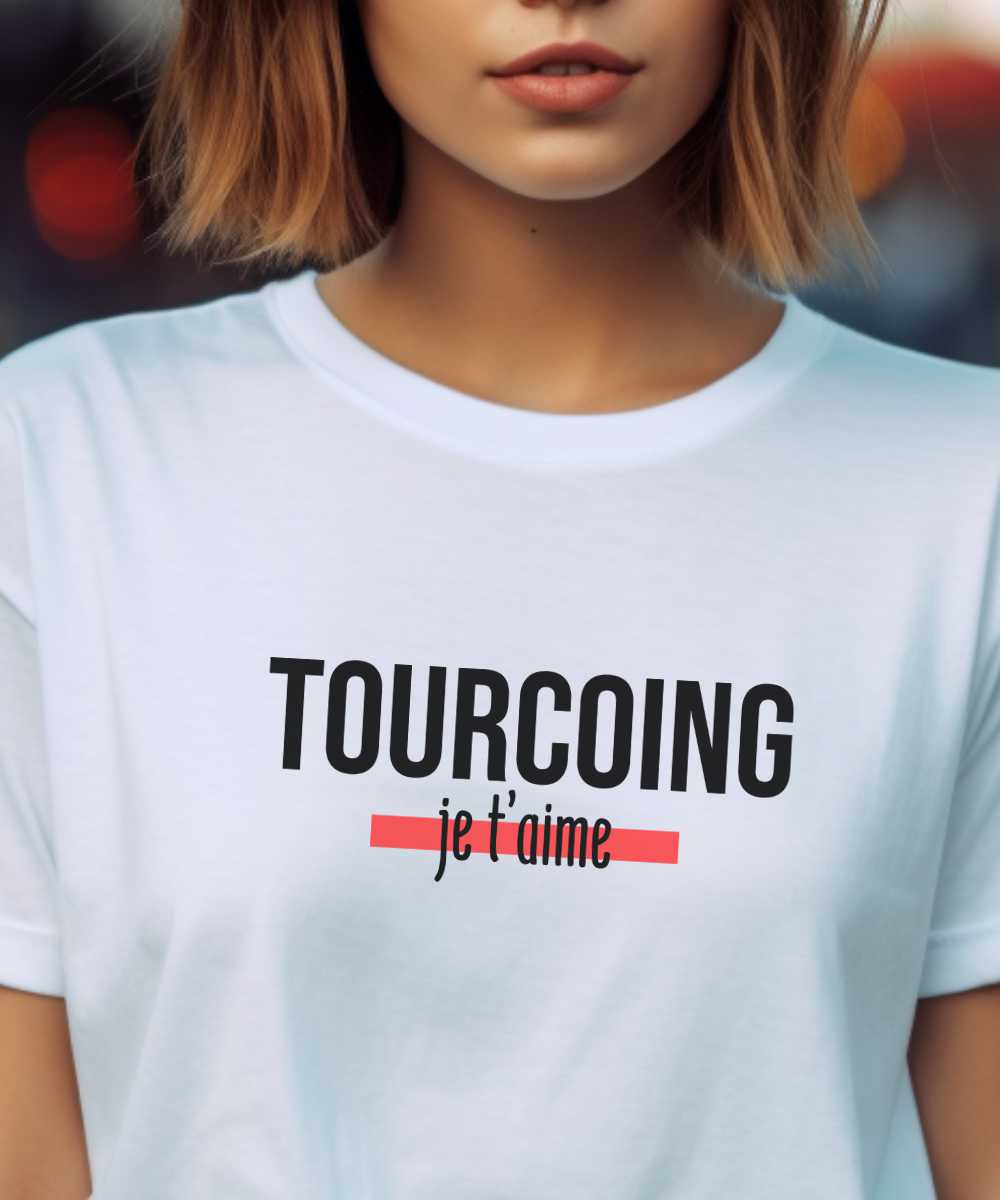 T-Shirt Blanc Tourcoing je t'aime Pour femme-2
