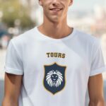 T-Shirt Blanc Tours blason Pour homme-2