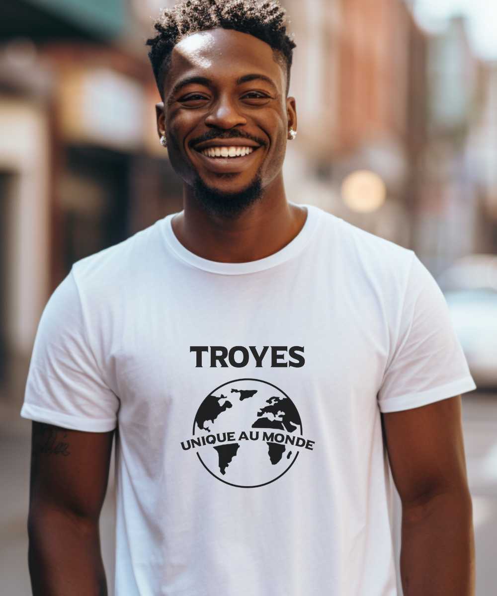 T-Shirt Blanc Troyes unique au monde Pour homme-1