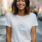 T-Shirt Blanc Tu penses que je t'écoute mais dans ma tête je suis à Bayonne Pour femme-2