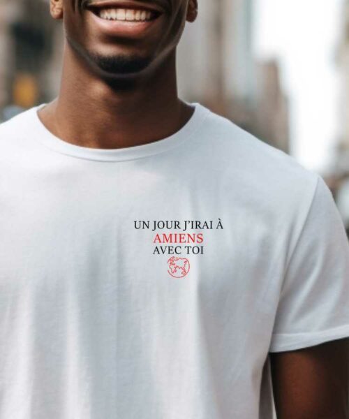 T-Shirt Blanc Un jour j'irai à Amiens avec toi Pour homme-2