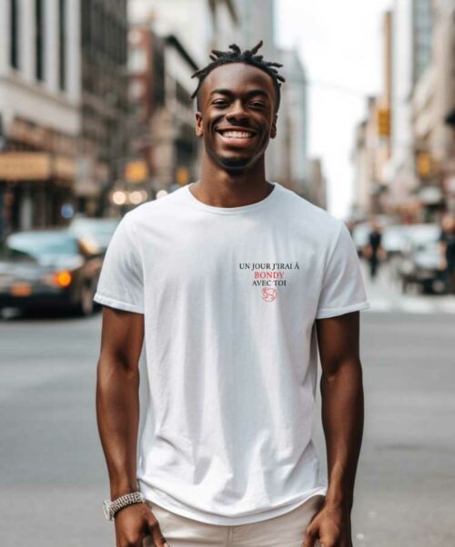 T-Shirt Blanc Un jour j’irai à Bondy avec toi Pour homme-1