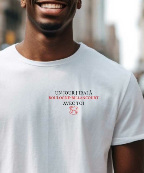 T-Shirt Blanc Un jour j'irai à Boulogne-Billancourt avec toi Pour homme-2