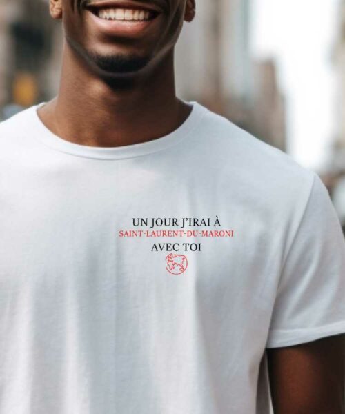 T-Shirt Blanc Un jour j'irai à Saint-Laurent-du-Maroni avec toi Pour homme-2