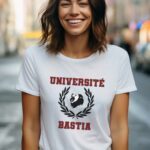 T-Shirt Blanc Université Bastia Pour femme-2