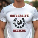 T-Shirt Blanc Université Béziers Pour homme-1