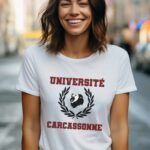 T-Shirt Blanc Université Carcassonne Pour femme-2